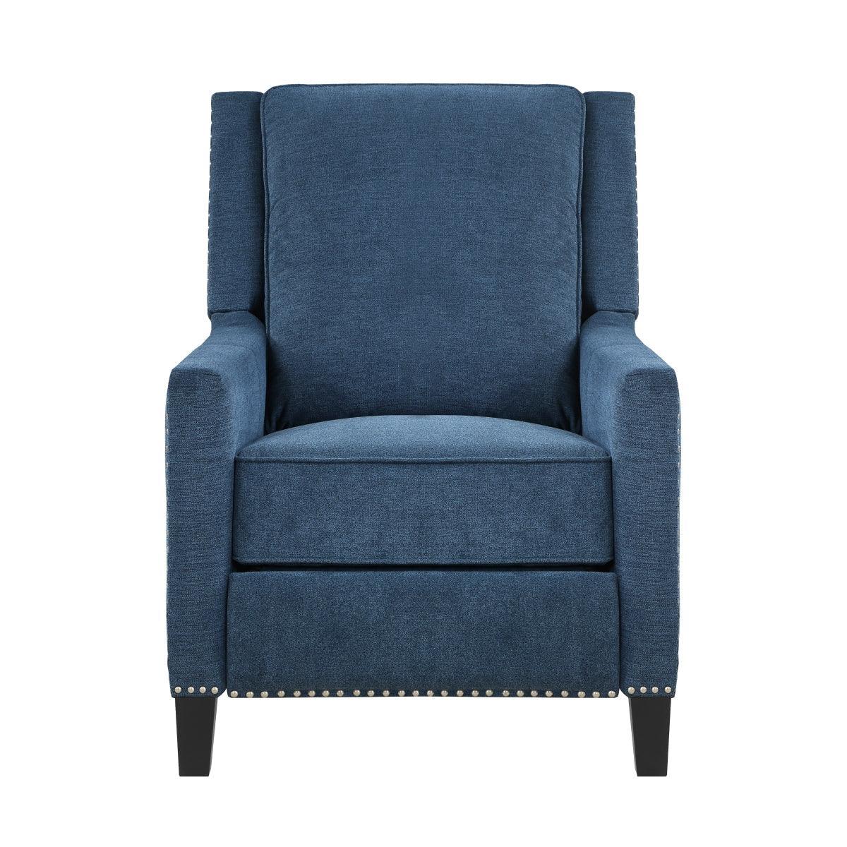 Banks Blue Contemporary Solid Wood And Plywood Textured Fabric Upholstery Recliners - Ella Furniture