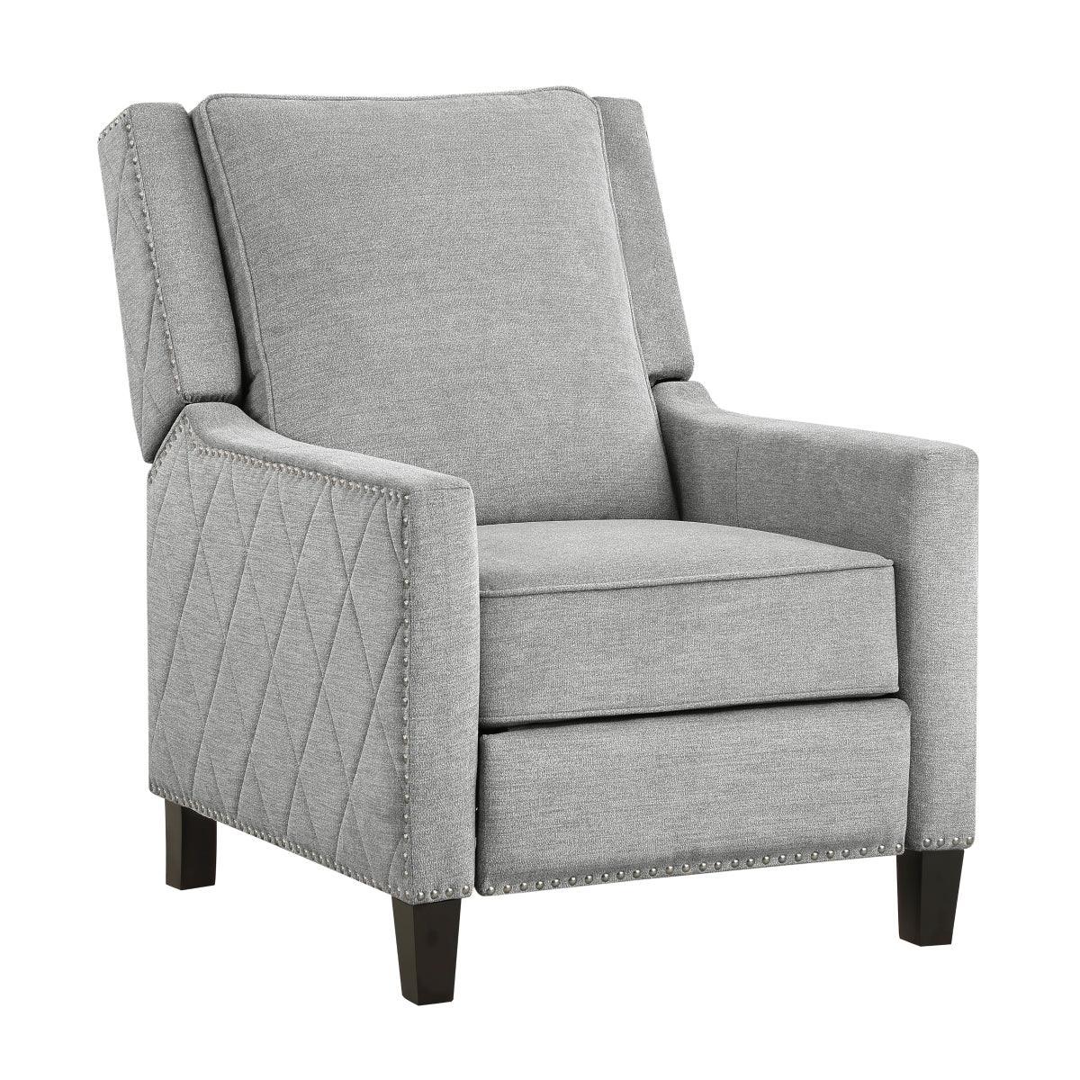 Banks Gray Contemporary Solid Wood And Plywood Textured Fabric Upholstery Recliners - Ella Furniture