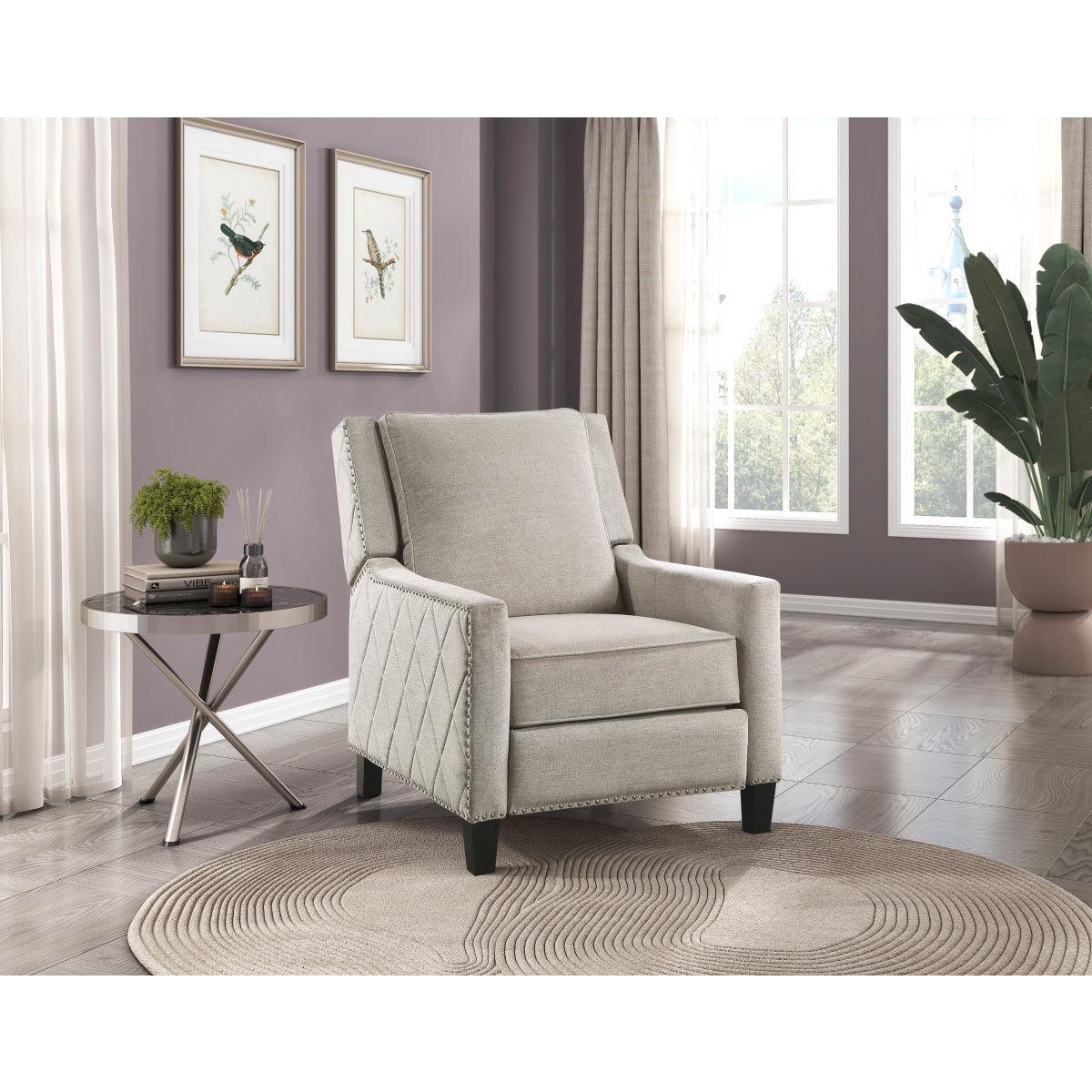 Banks Sand Contemporary Solid Wood And Plywood Textured Fabric Upholstery Recliners - Ella Furniture