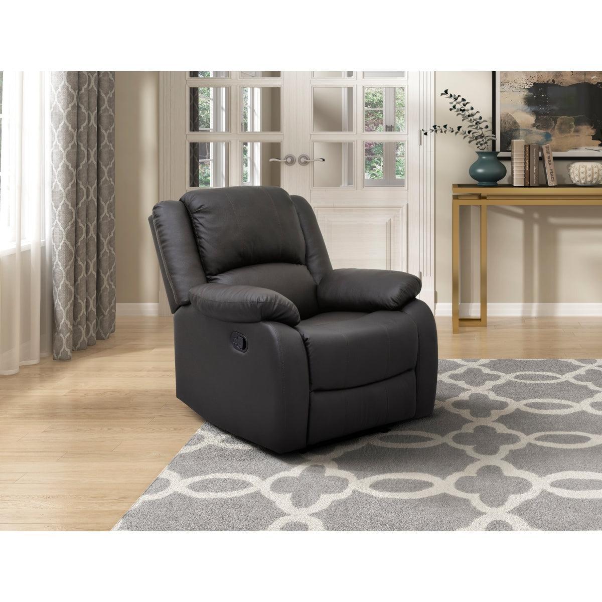 Fairview Dark Brown Transitional Solid Wood And Plywood Polished Microfiber Fabric Recliners - Ella Furniture