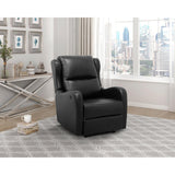 Durant Black Modern Contemporary Solid Wood And Plywood Metal Faux Leather Upholstery Recliners - Ella Furniture