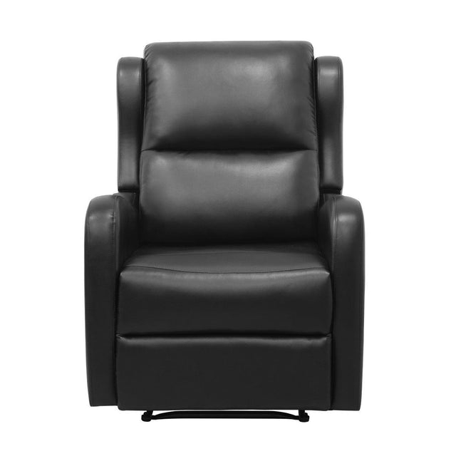 Durant Black Modern Contemporary Solid Wood And Plywood Metal Faux Leather Upholstery Recliners - Ella Furniture