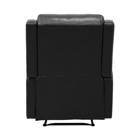 Durant Black Modern Contemporary Solid Wood And Plywood Metal Faux Leather Upholstery Recliners - Ella Furniture