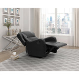 Durant Black Modern Contemporary Solid Wood And Plywood Metal Faux Leather Upholstery Recliners - Ella Furniture