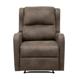 Durant Brown Modern Contemporary Solid Wood And Plywood Metal Faux Leather Upholstery Recliners - Ella Furniture