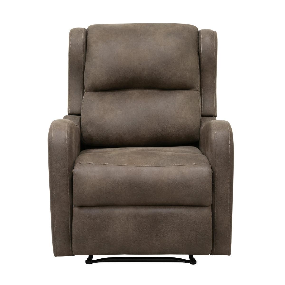 Durant Brown Modern Contemporary Solid Wood And Plywood Metal Faux Leather Upholstery Recliners - Ella Furniture