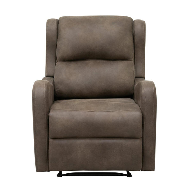 Durant Brown Modern Contemporary Solid Wood And Plywood Metal Faux Leather Upholstery Recliners - Ella Furniture