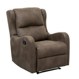 Durant Brown Modern Contemporary Solid Wood And Plywood Metal Faux Leather Upholstery Recliners - Ella Furniture