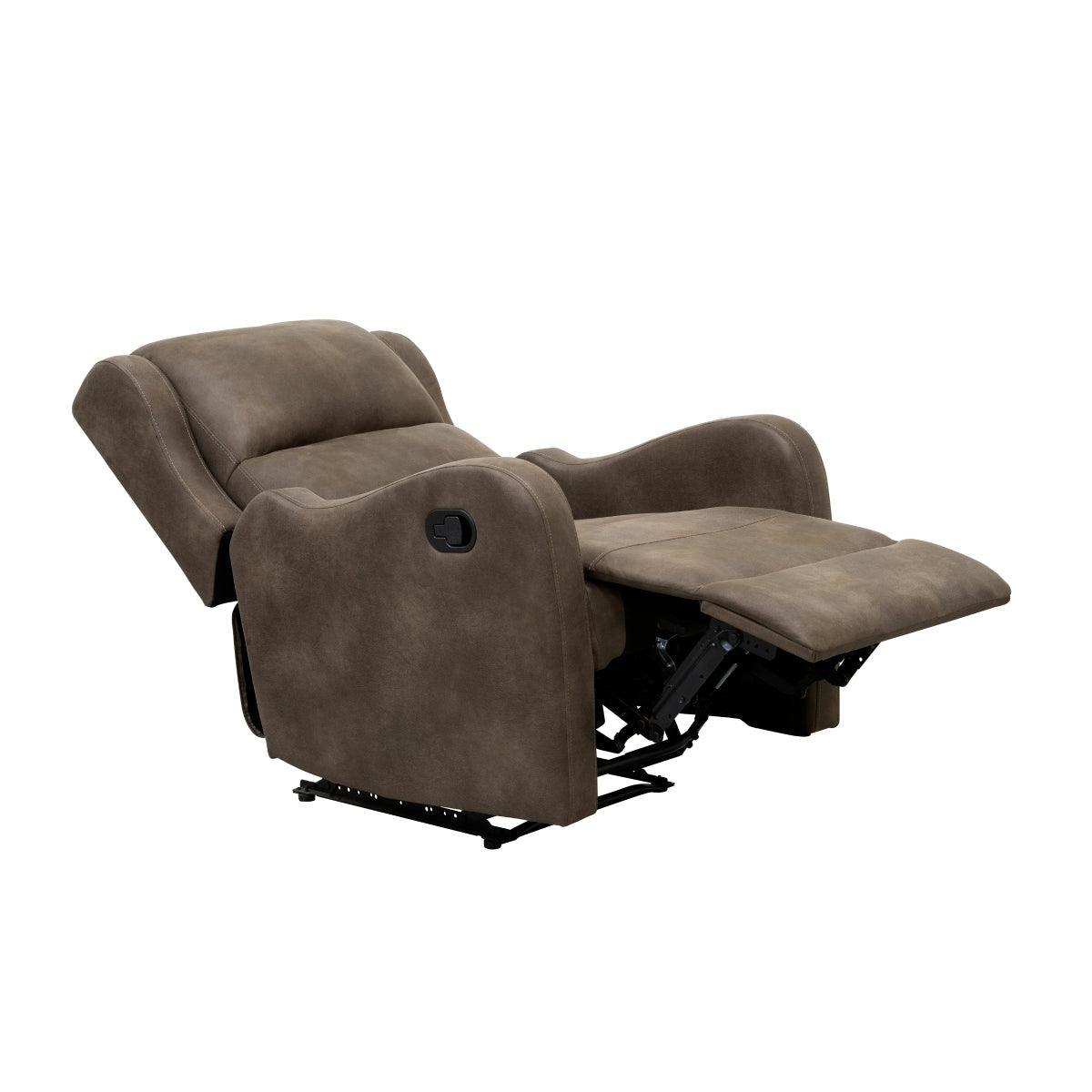 Durant Brown Modern Contemporary Solid Wood And Plywood Metal Faux Leather Upholstery Recliners - Ella Furniture