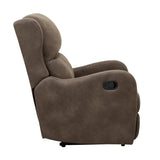Durant Brown Modern Contemporary Solid Wood And Plywood Metal Faux Leather Upholstery Recliners - Ella Furniture