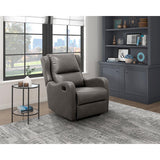 Durant Gray Modern Contemporary Solid Wood And Plywood Metal Faux Leather Upholstery Recliners - Ella Furniture