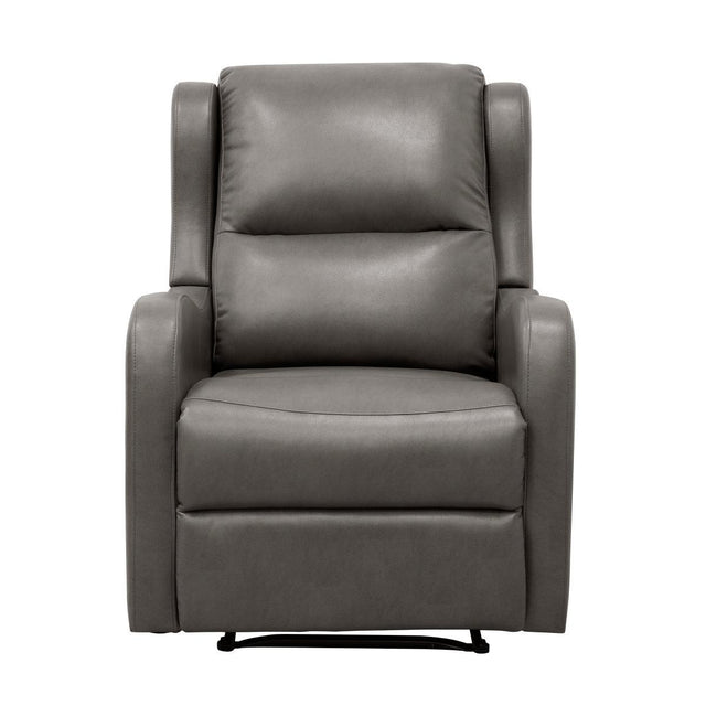 Durant Gray Modern Contemporary Solid Wood And Plywood Metal Faux Leather Upholstery Recliners - Ella Furniture