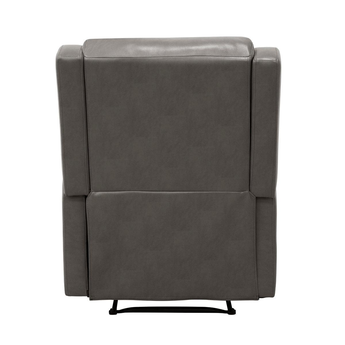 Durant Gray Modern Contemporary Solid Wood And Plywood Metal Faux Leather Upholstery Recliners - Ella Furniture