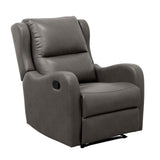 Durant Gray Modern Contemporary Solid Wood And Plywood Metal Faux Leather Upholstery Recliners - Ella Furniture