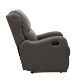 Durant Gray Modern Contemporary Solid Wood And Plywood Metal Faux Leather Upholstery Recliners - Ella Furniture