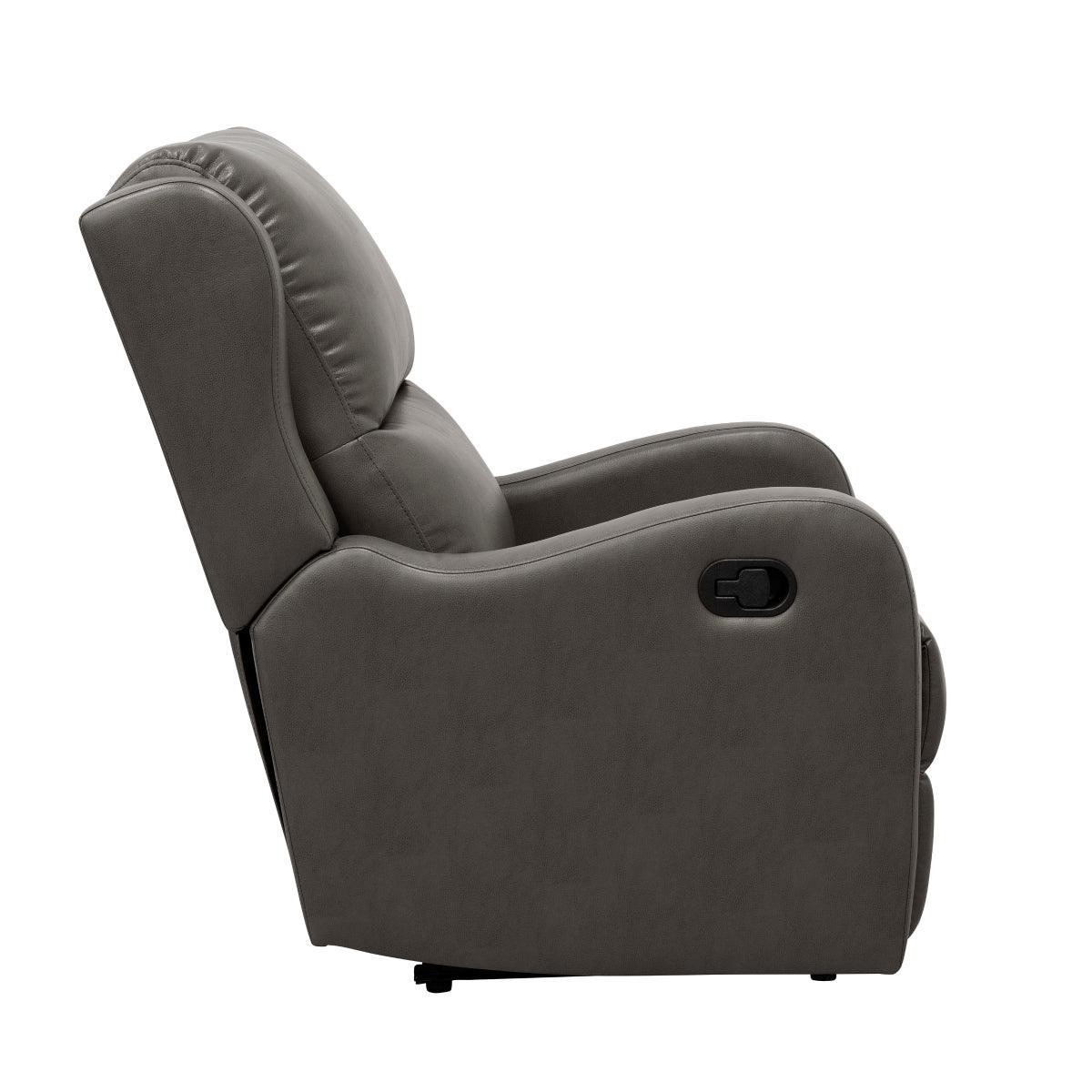Durant Gray Modern Contemporary Solid Wood And Plywood Metal Faux Leather Upholstery Recliners - Ella Furniture