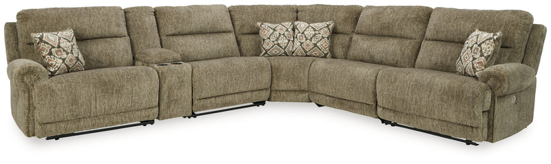 Lubec Taupe Chenille 6-Piece Power Reclining Sectional