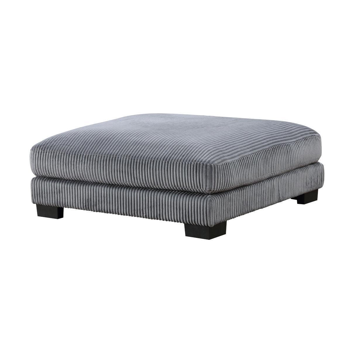 Traverse Gray Cordugoy Fabric Ottoman