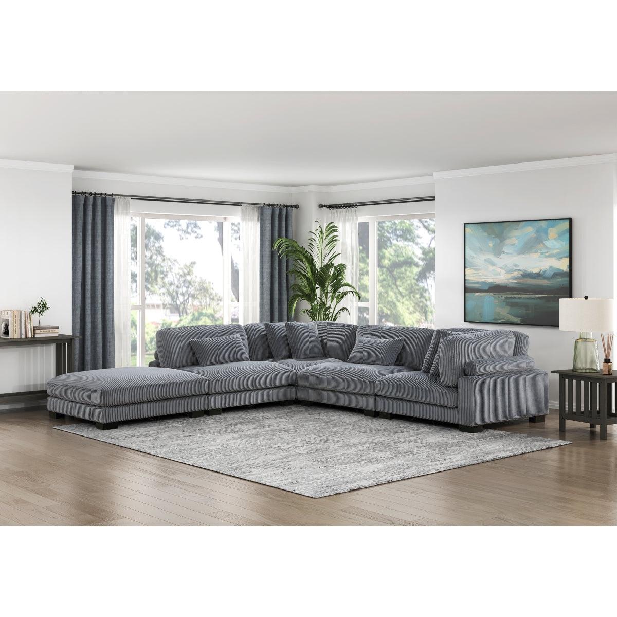 Traverse Gray Cordugoy Fabric Ottoman