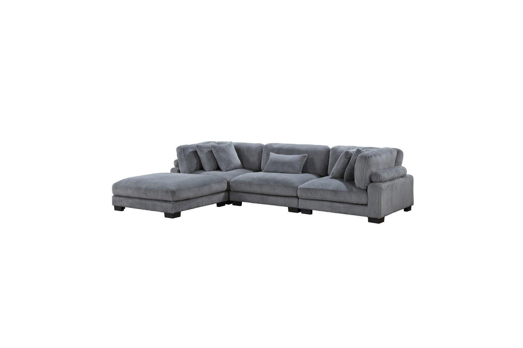 Traverse Gray Cordugoy Fabric Sectional Set