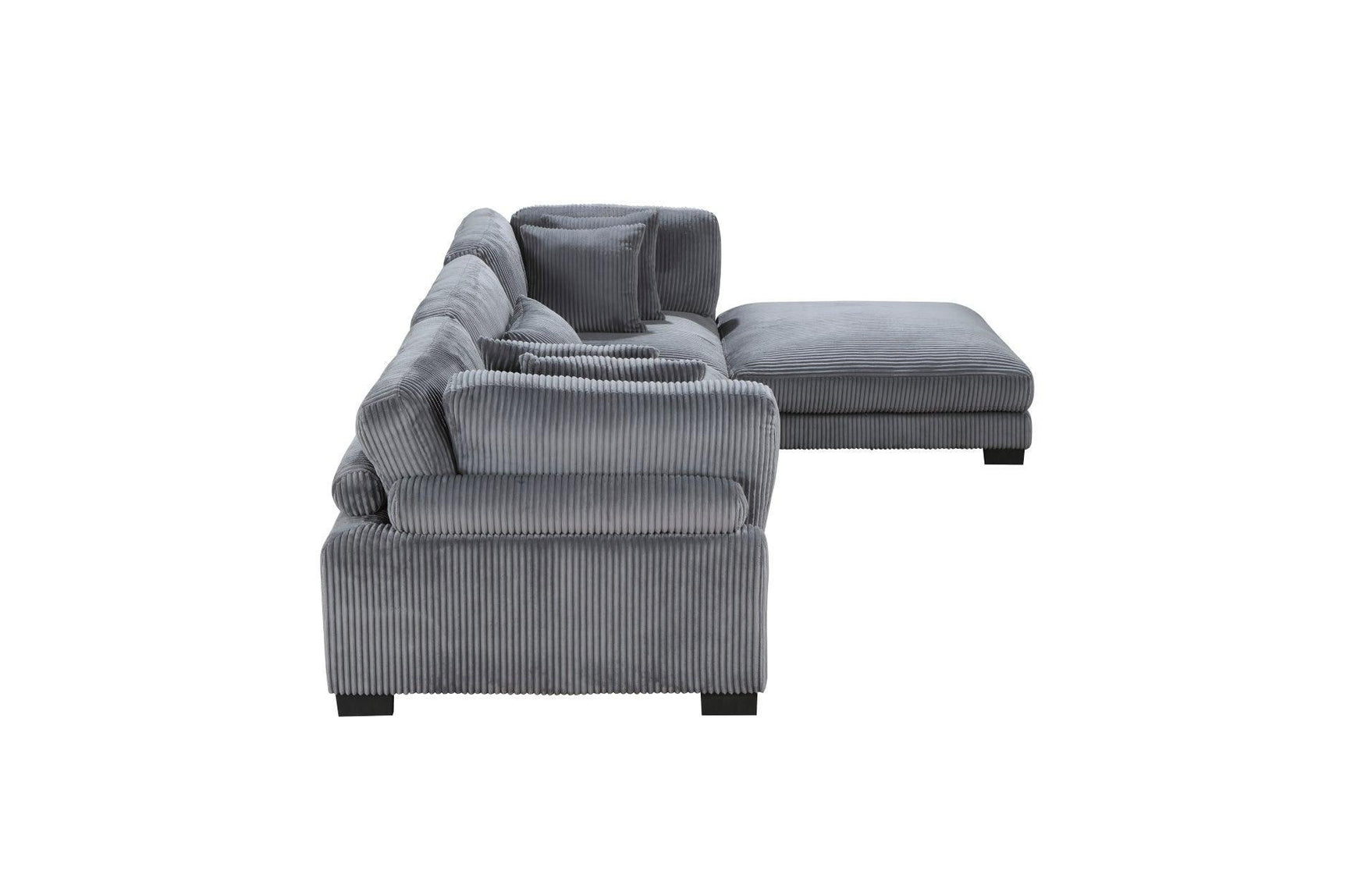 Traverse Gray Cordugoy Fabric Sectional Set