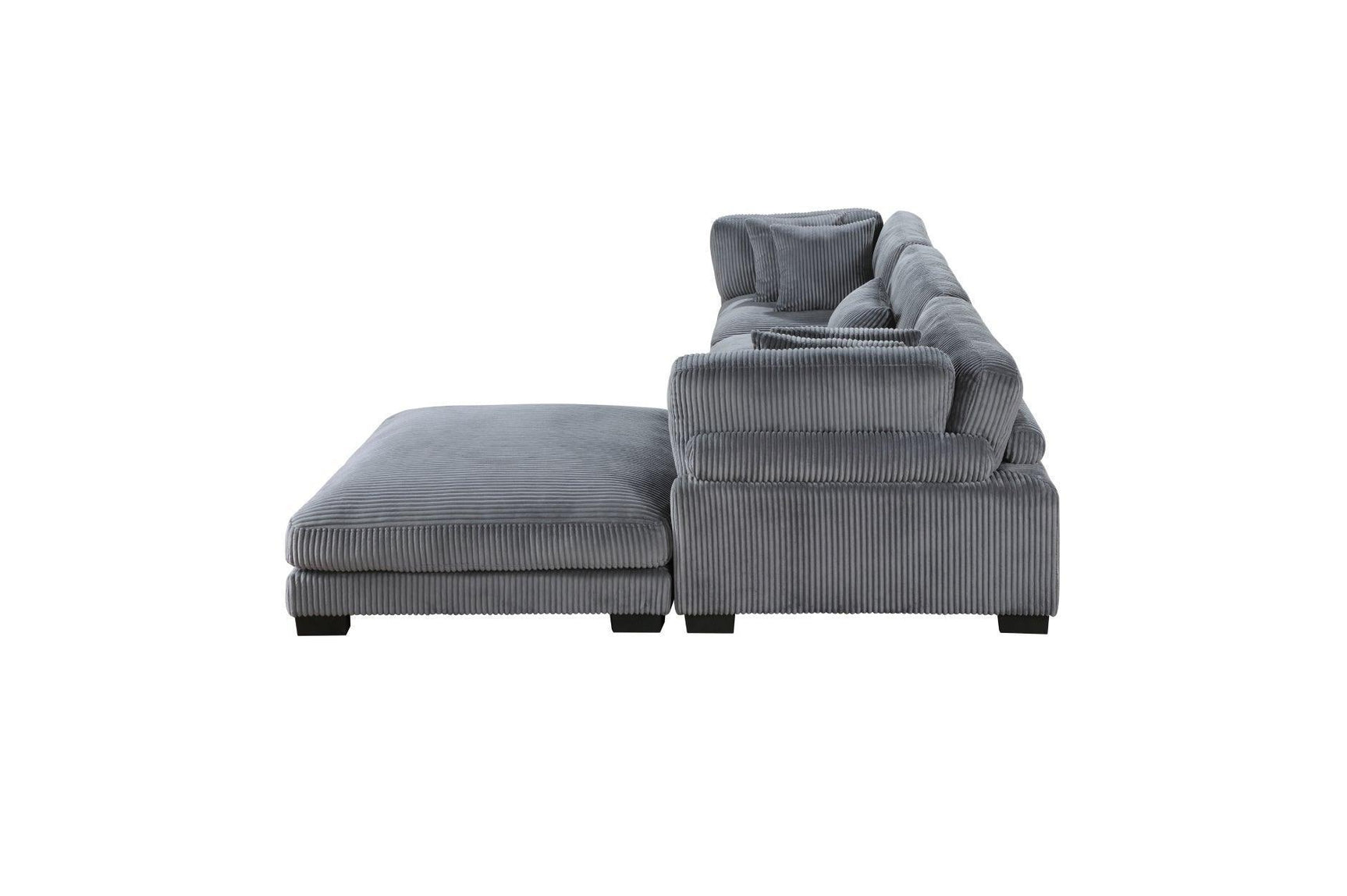 Traverse Gray Cordugoy Fabric Sectional Set