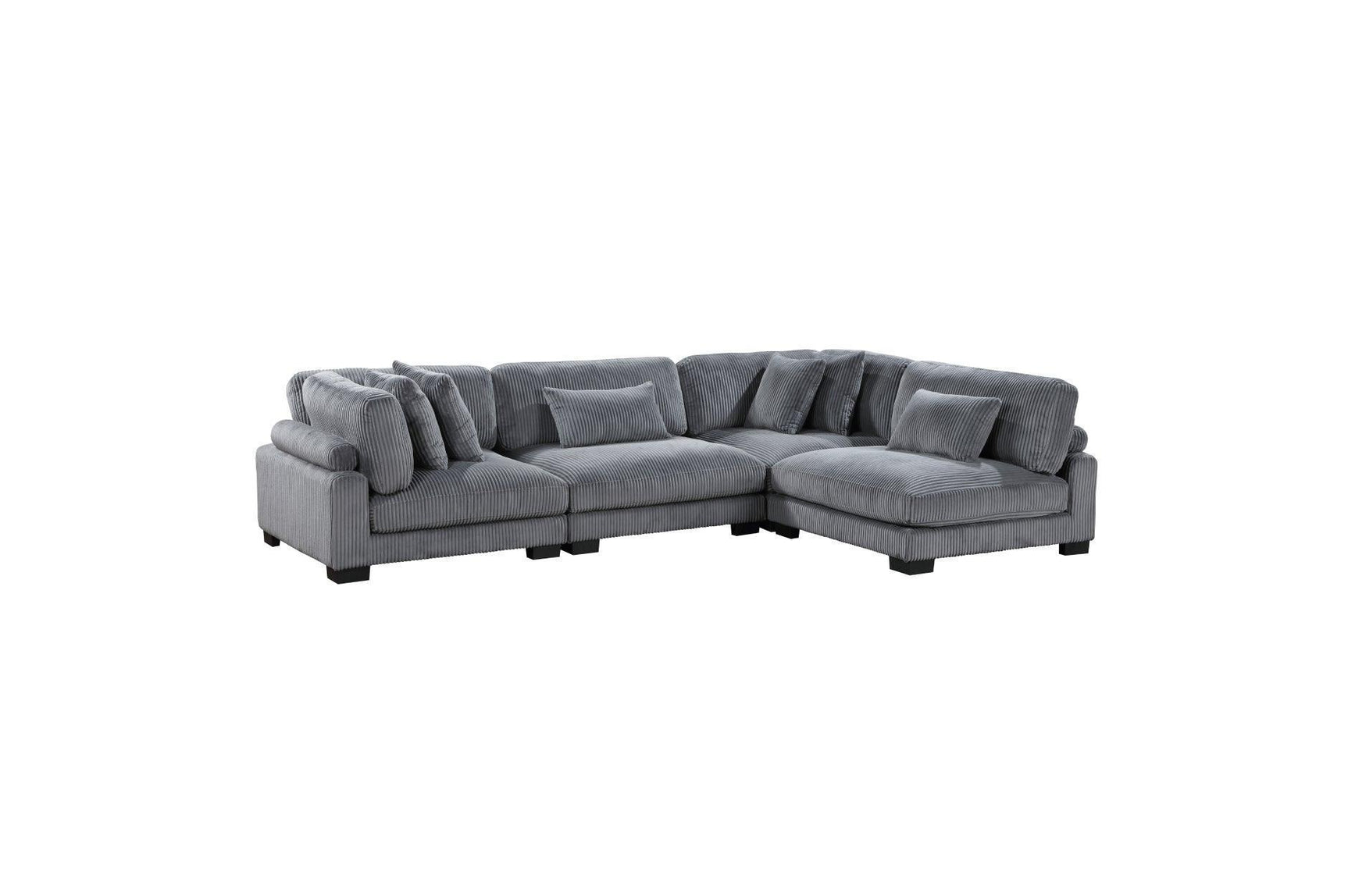 Traverse Gray Cordugoy Fabric Sectional Set