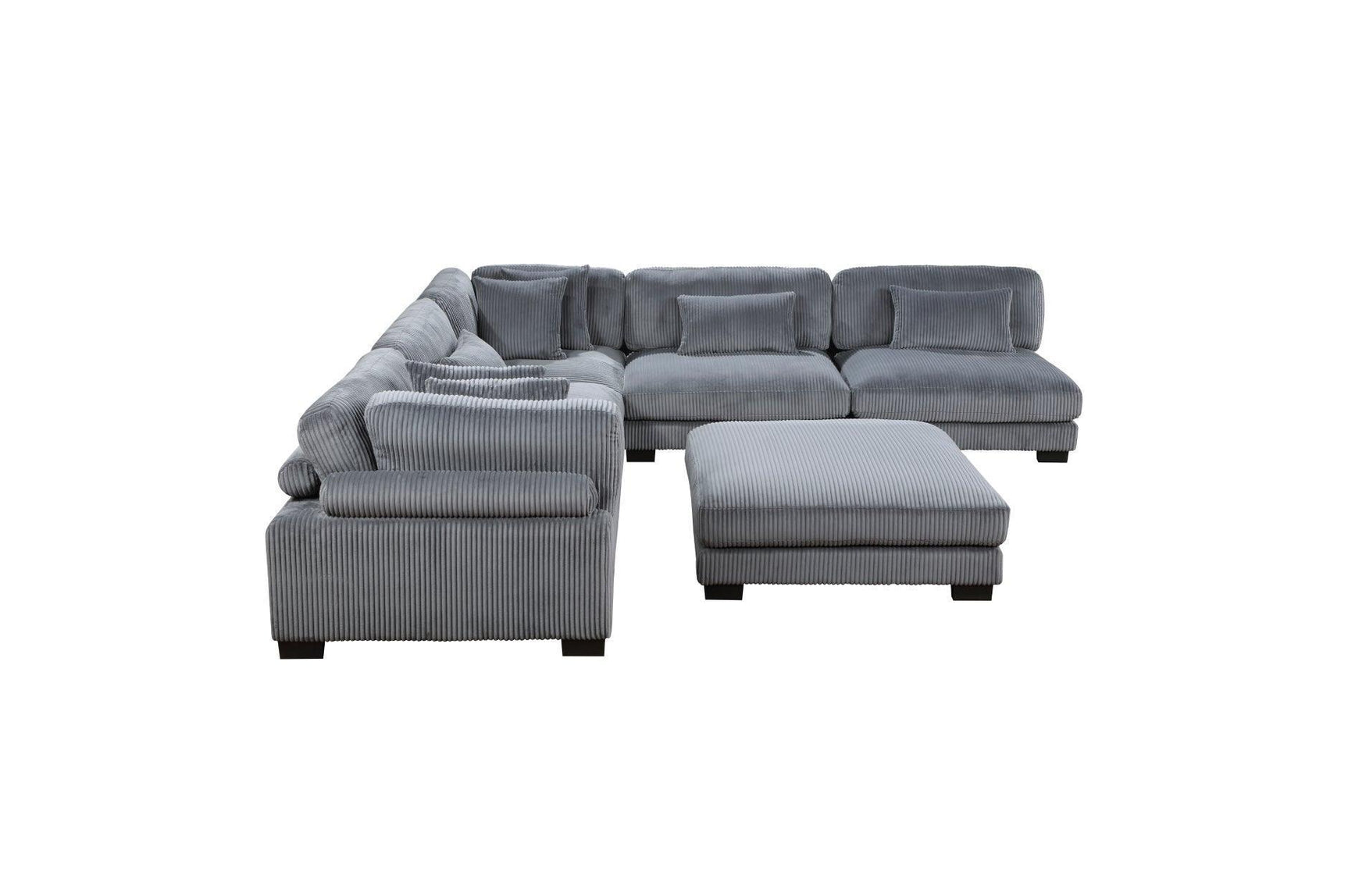 Traverse Gray Cordugoy Fabric Sectional Set