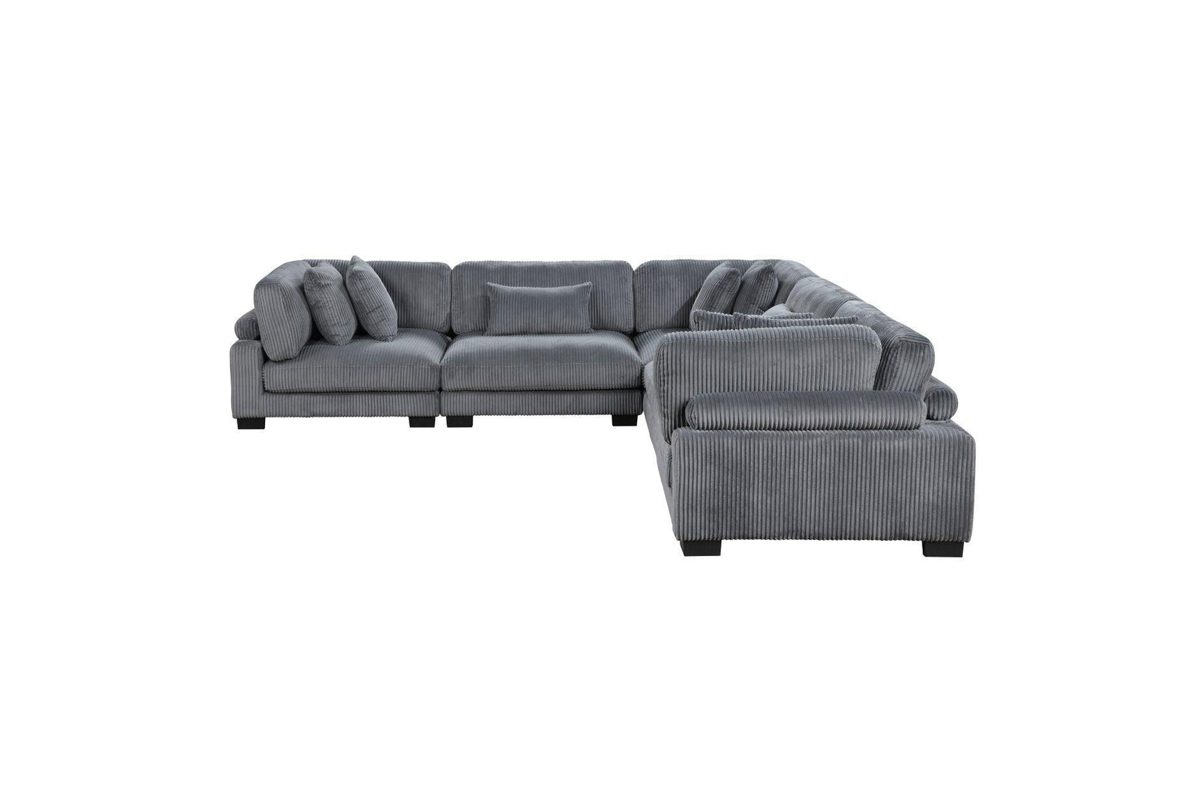 Traverse Gray Cordugoy Fabric Sectional Set