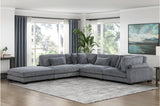Traverse Gray Cordugoy Fabric Sectional Set