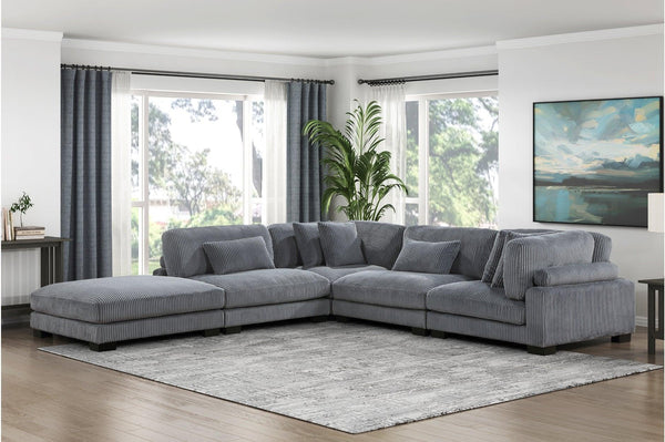 Traverse Gray Cordugoy Fabric Sectional Set