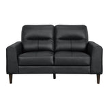 Lewes Black Leather Loveseat