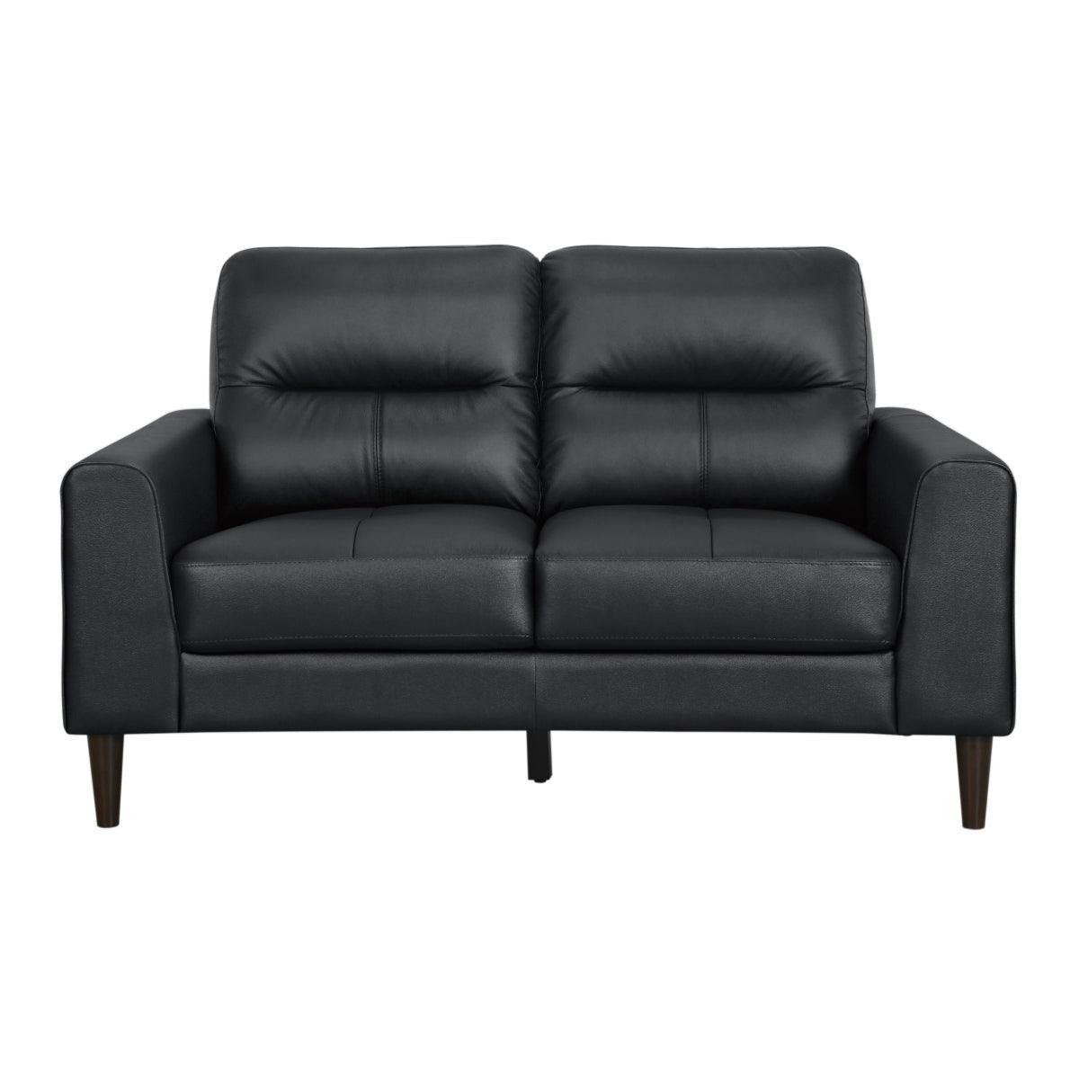 Lewes Black Leather Loveseat