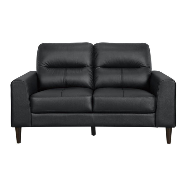 Lewes Black Leather Loveseat