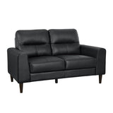Lewes Black Leather Loveseat