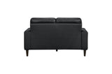 Lewes Black Leather Living Room Set
