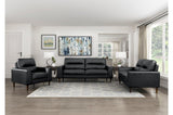 Lewes Black Leather Living Room Set