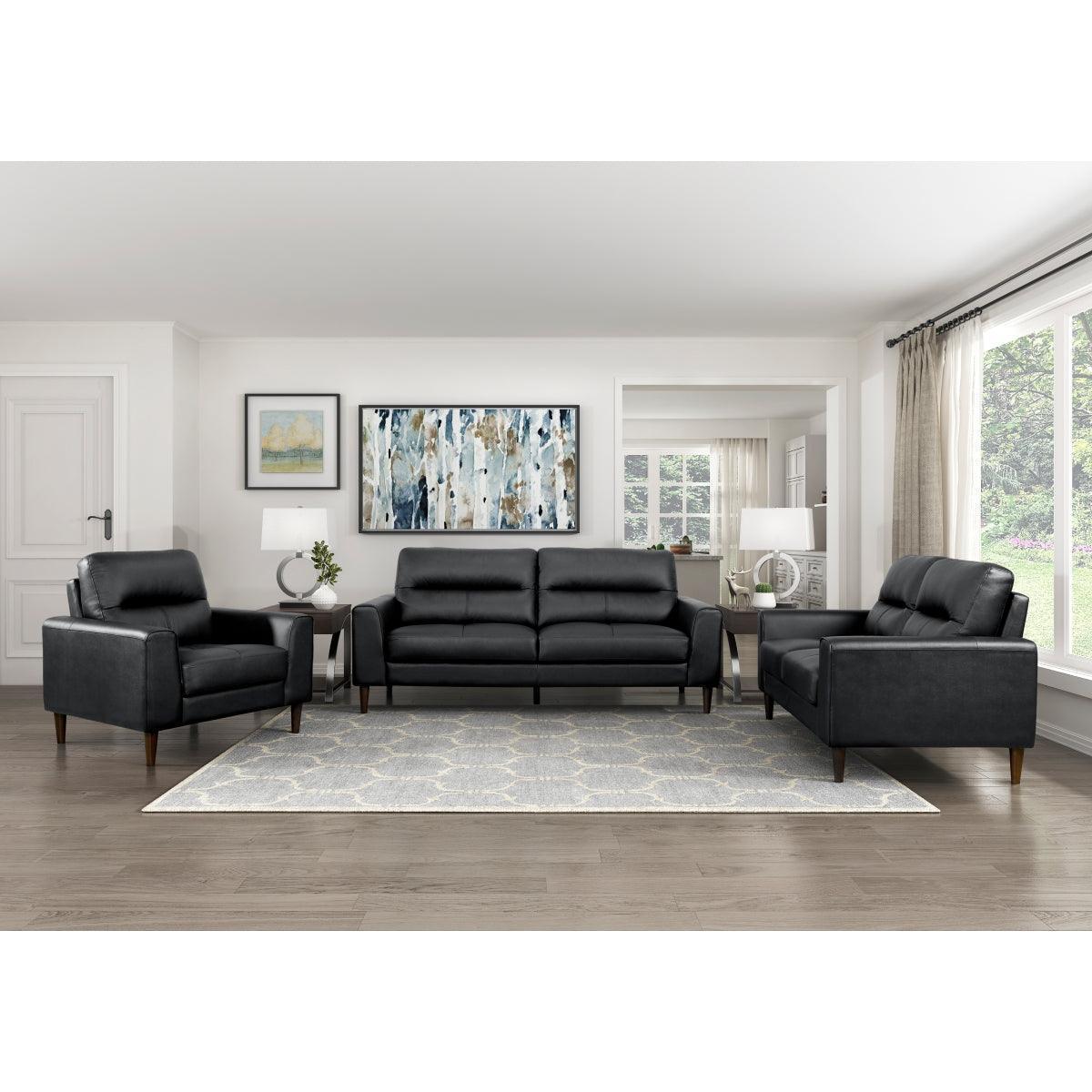 Lewes Black Leather Sofa