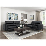 Lewes Black Leather Sofa