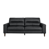 Lewes Black Leather Sofa