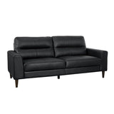 Lewes Black Leather Sofa
