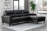 Lewes Black Leather Sectional