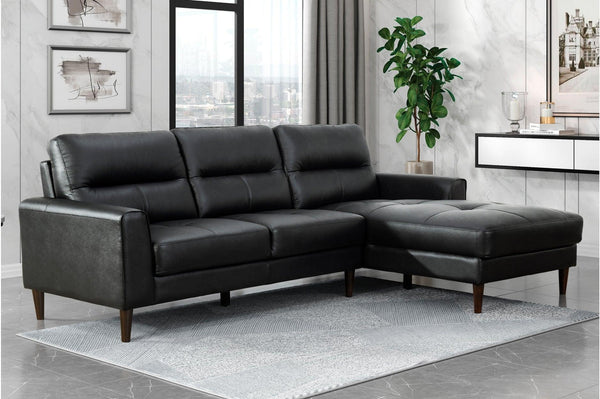 Lewes Black Leather Sectional