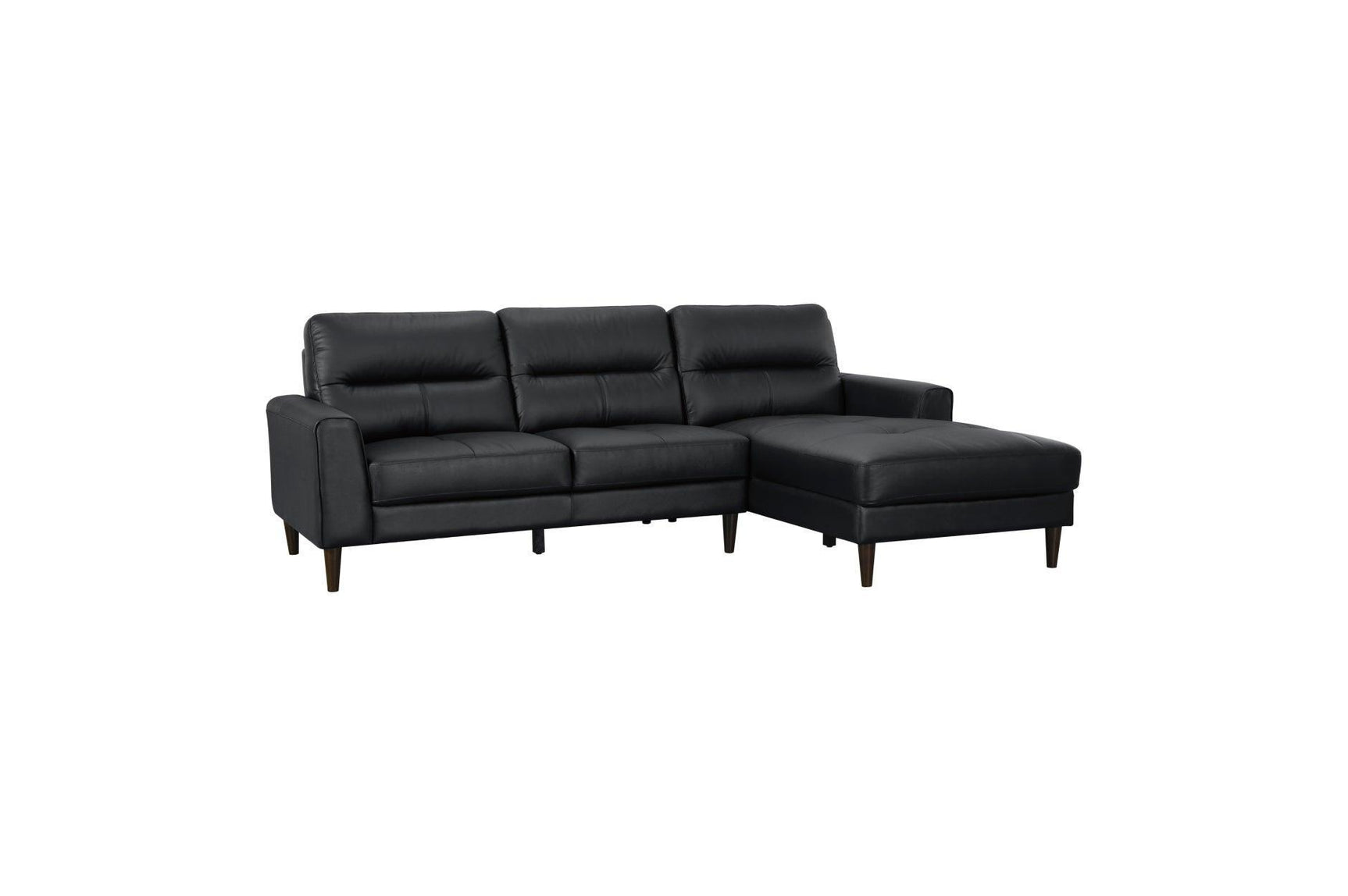 Lewes Black Leather Sectional