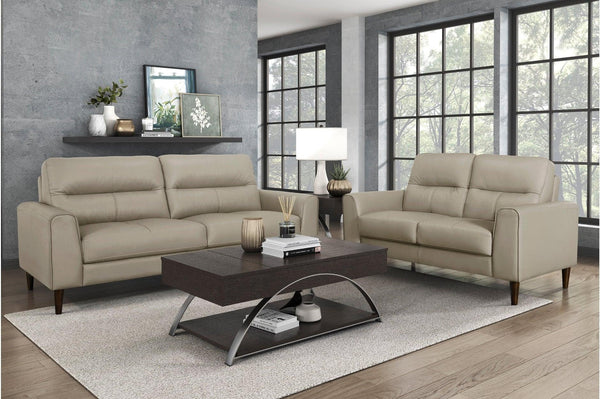 Lewes Latte Leather Living Room Set