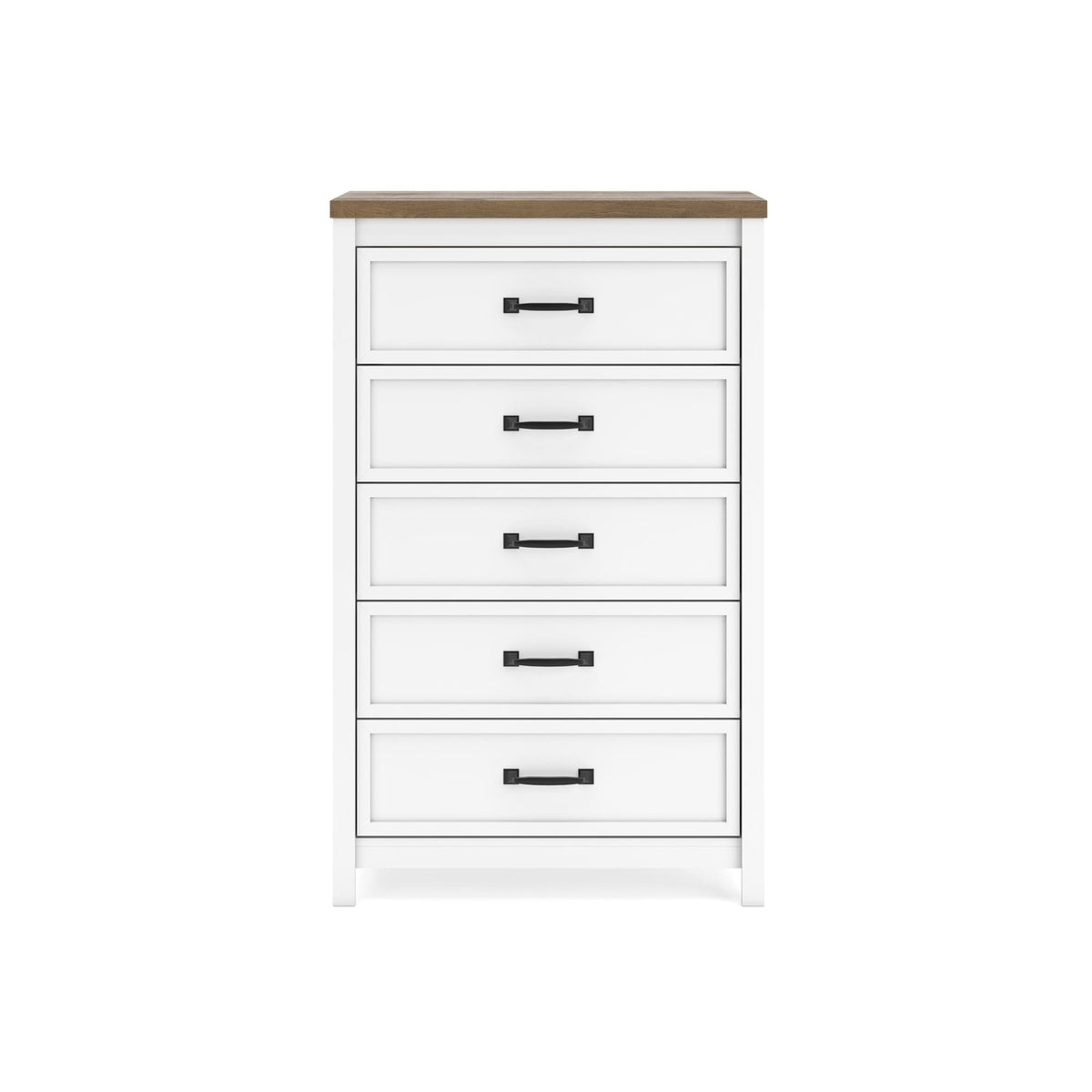 Kerisden White/Brown Chest of Drawers — front view