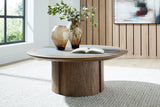 Warm Brown Coffee Table with Faux Cement Inset — product view