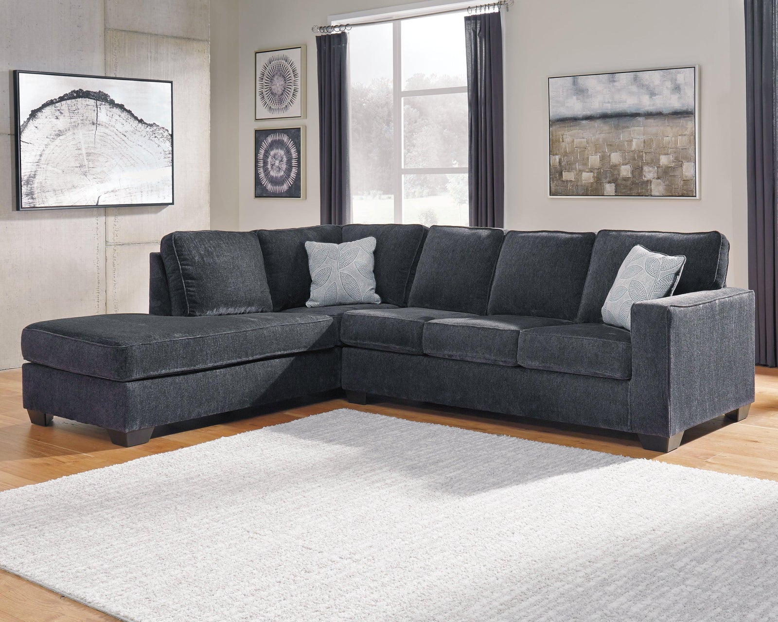 Altari Slate Chenille 2-Piece Sectional With Chaise - Ella Furniture