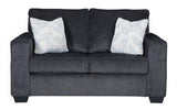 Ashley Slate Modern Contemporary Solid Wood Fabric Upholstered Sofa & Loveseat Set - Ella Furniture