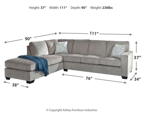 Altari Alloy Chenille 2-Piece Sectional With Chaise - Ella Furniture